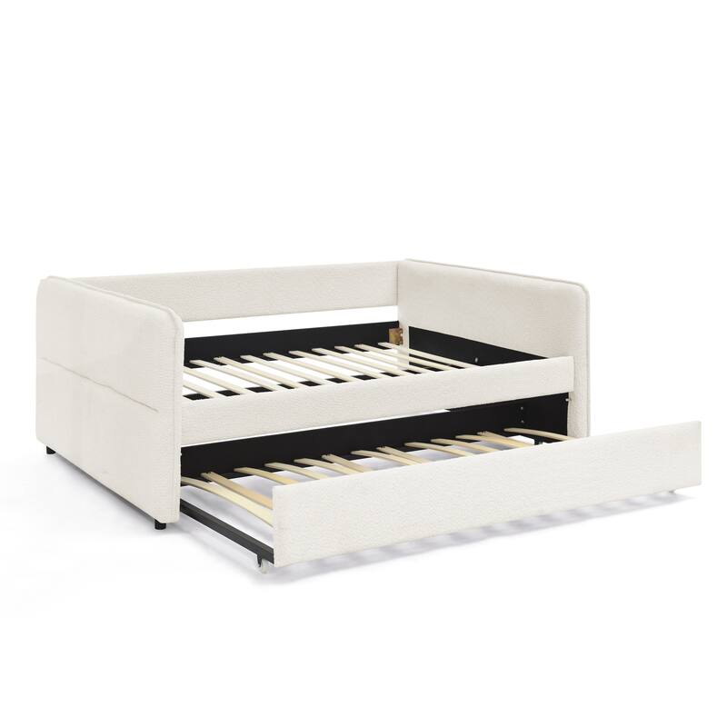 Daybed with Trundle Upholstered Tufted Sofa Bed