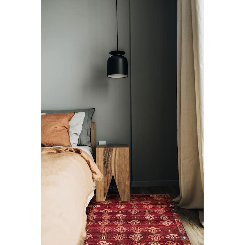 ECARPETGALLERY Hand-knotted Melis Vintage Dark Red Wool Rug - 4'0 x 6'2