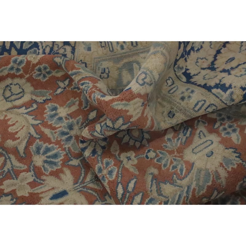Hand Knotted Oriental 100% Wool Carpet Traditional All-Over Oranges & Rust Kerman Area Rug - 12' 7'' X 9' 6''