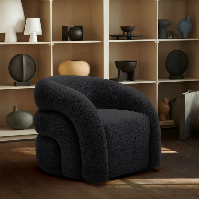 Upholstered Boucle Swivel Accent Chair