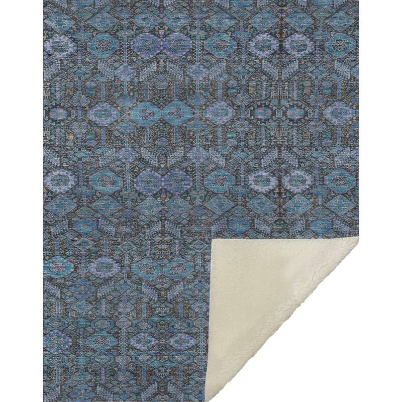 Premium Machine Washable Boho Moroccan Sherpa Throw Blanket