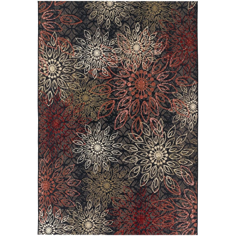 Dream Decor Rugs Gelato Salerno Black Multi Indoor Outdoor Area Rug