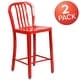 preview thumbnail 55 of 116, 2 Pack 24'' High Metal Indoor-Outdoor Counter Height Stool w/ Vertical Slat Back