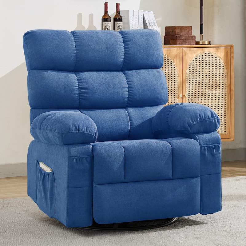 Swivel Rocker Recliner Chair 360° Manual with Side Pockets for Adults