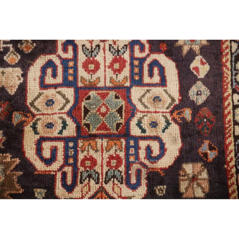 Vegetable Dye Shiraz Kashkoli Persian Vintage Rug Handmade Wool Carpet - 5'2"x 7'9"
