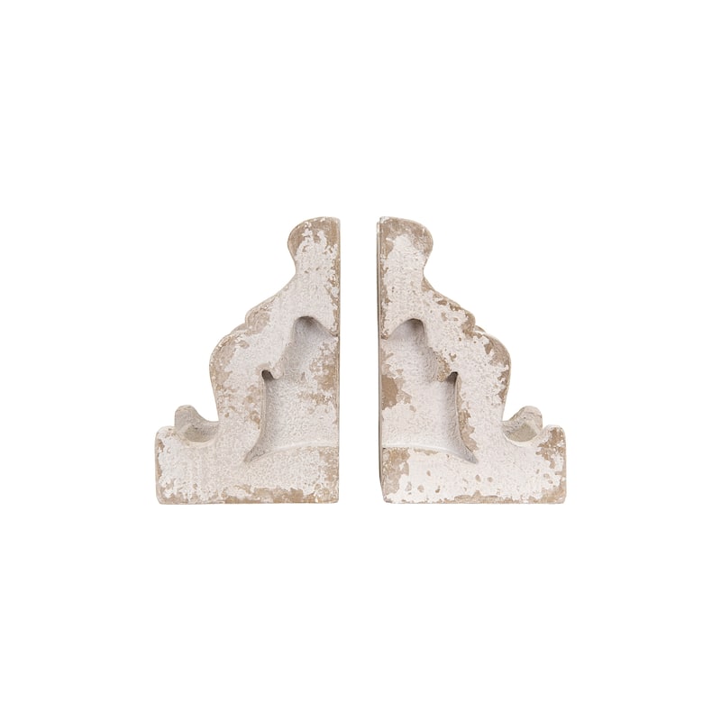 Distressed White Corbel Shaped Bookends