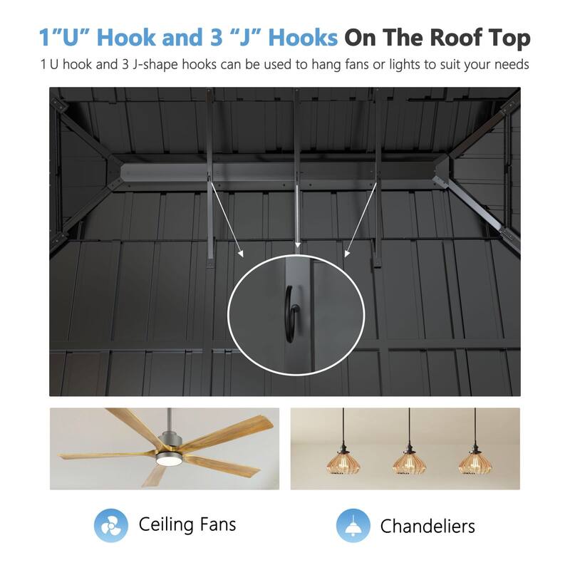 VEIKOUS Aluminum Double Hardtop Gazebo Pergola for Patio, Lawn, and Garden with Removable Netting