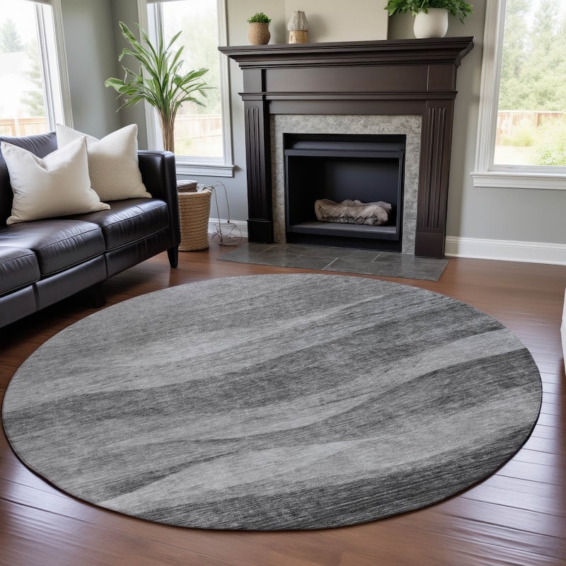Premium Washable Super Soft Cool Modern Wvave Mayfield Rug - Gray - 8' x 8'