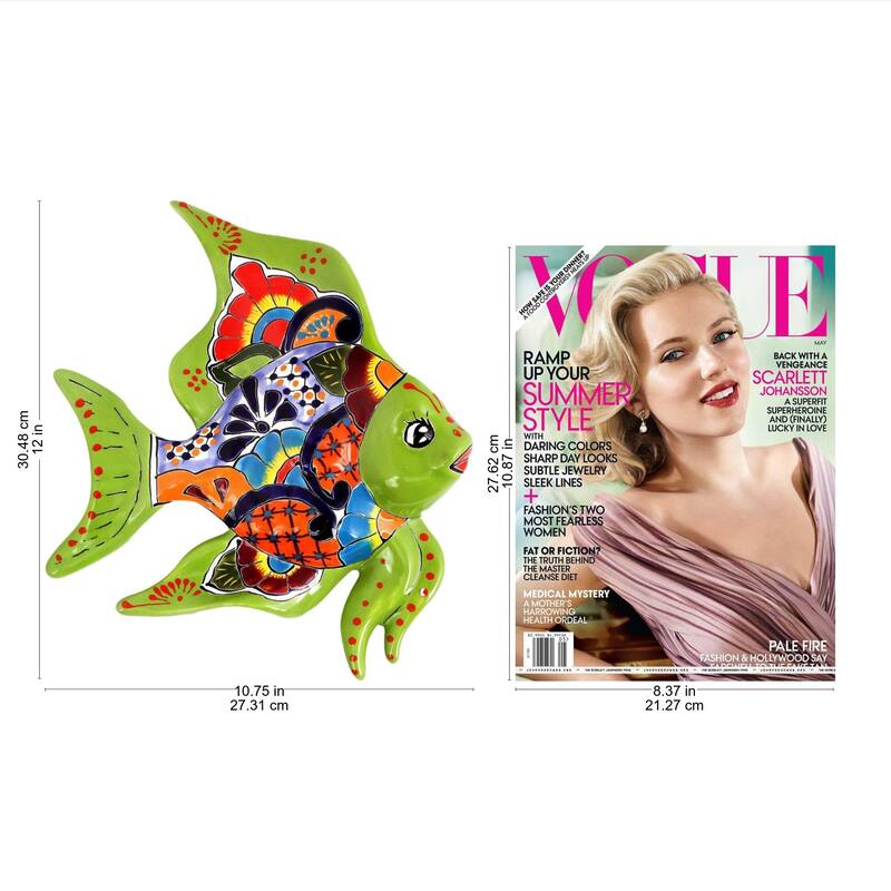 NOVICA Ceramic wall sculpture, 'Green Angelfish'