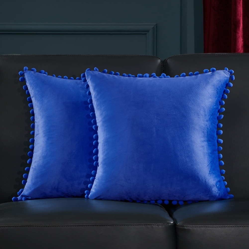 Deconovo Set of 4 Velvet Pom-Pom Pillow Covers Multiple Sizes