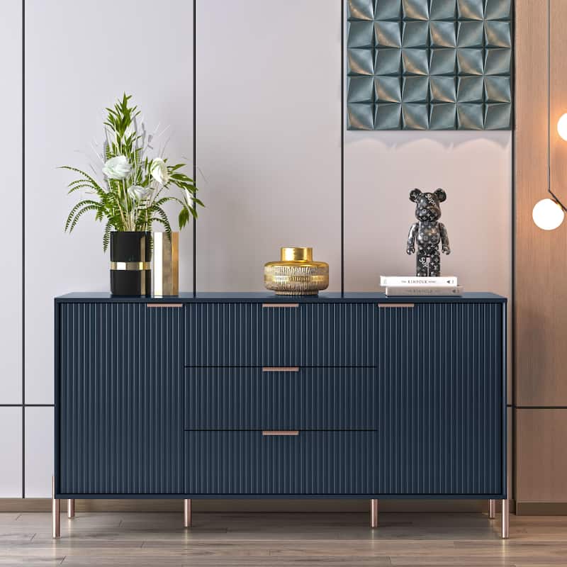 58" Premium Storage Cabinet Dresser - Versatile and Stylish - Navy