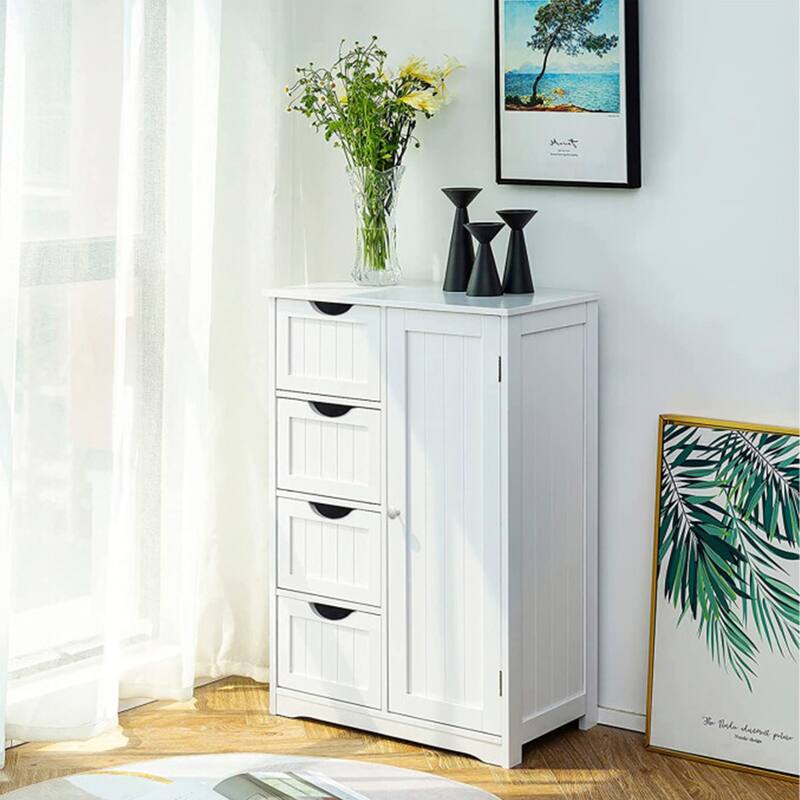 4 Drawers Bathroom Storage Cabinet, White