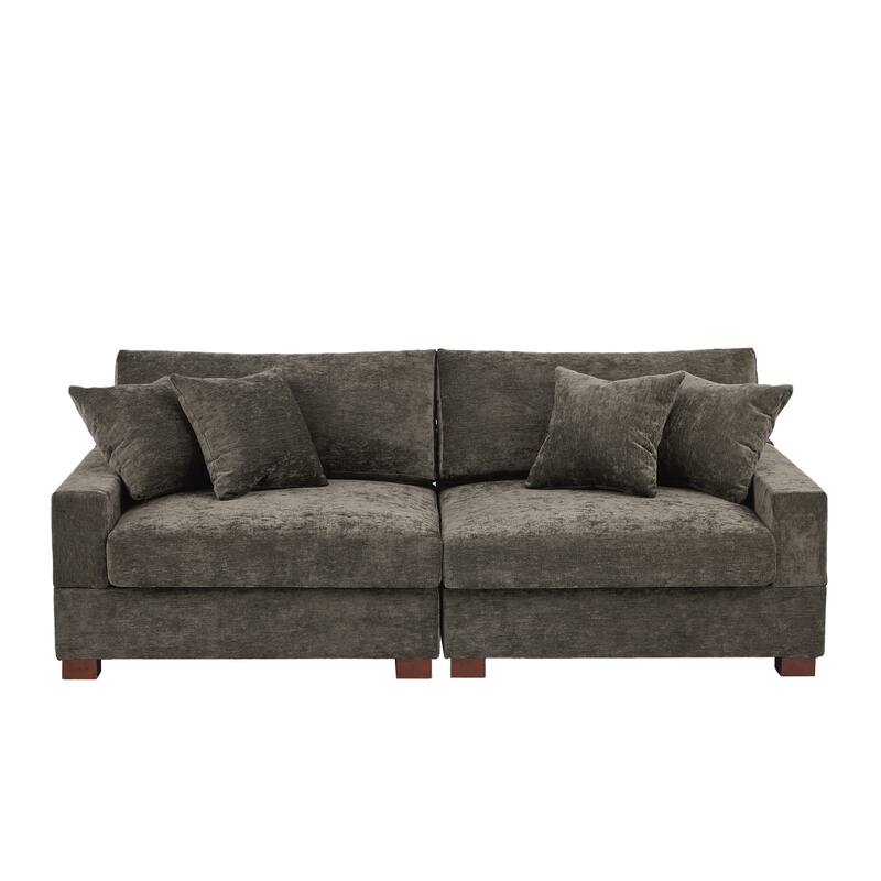 Modern Upholstered Chenille Modular Sectional Sofa with Pillow