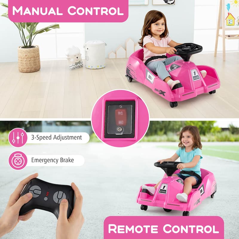 Costway 12V Ride on Toy Car Electric Go Kart with Cleaning Fun & - Red