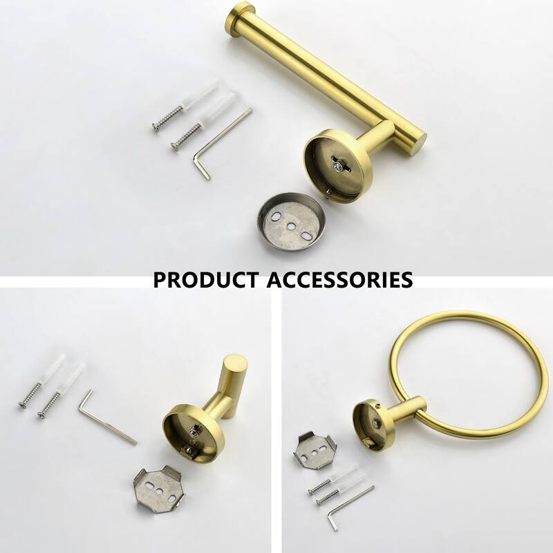 3-Piece Bathroom Hardware Set Bathroom Hardware Accessories Sets SUS304 Stainless Steel Bath Shower Set - N/A