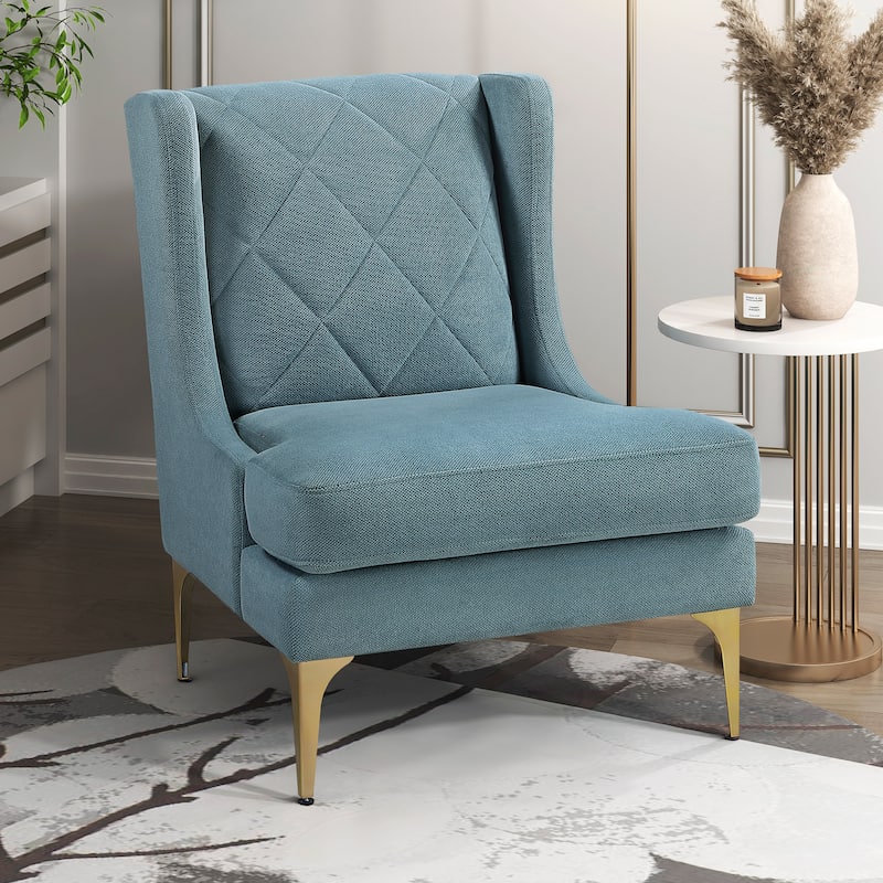 Margo 28" Chenille Accent Chair - Brushed Gold Finish Metal Legs