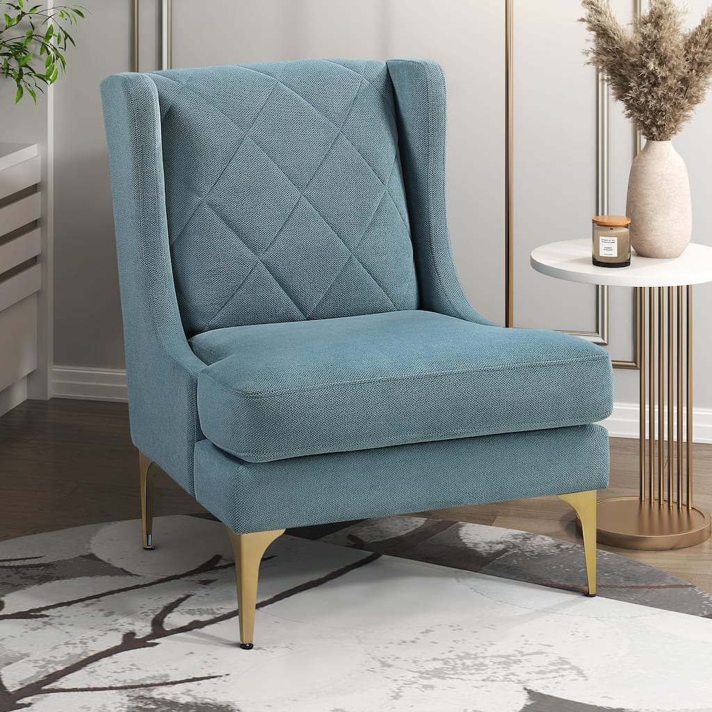 Margo 28" Chenille Accent Chair - Brushed Gold Finish Metal Legs