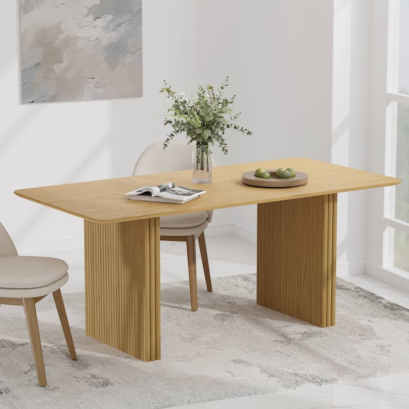 Lumioca Abberton Oak Wood Double Pedestal Base Dining Table - 67"x33.5" - Natural Color