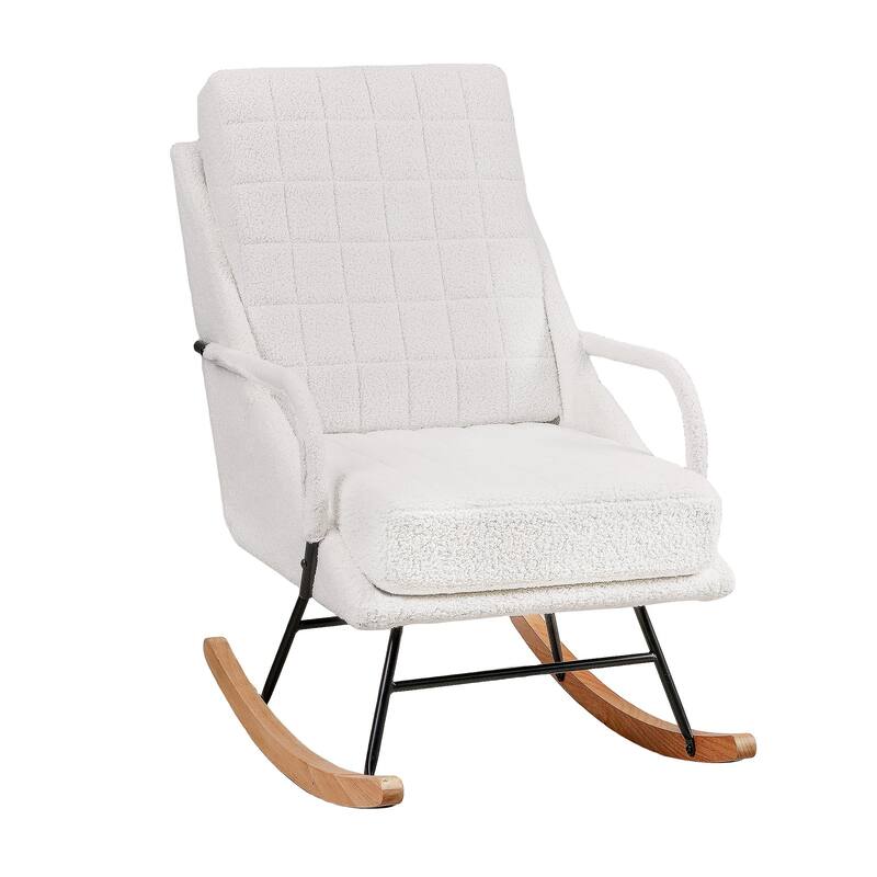 Javlergo Nursery Rocking Chair Upholstered Modern Rocking chair with Wingback & Armrest Tall Back Accent Glider Rocker Chairs
