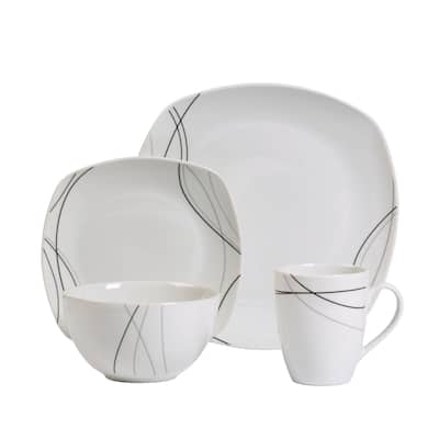 Alec 16pc Soft Square Porcelain Dinnerware Set