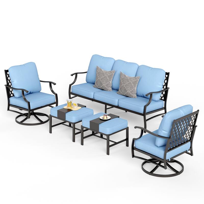 MAISON ARTS 4/5-Piece Patio Conversation Sets, Sofa Set with 2 xSingle Sofa Chairs, 1 x 3-seater Sofa and Coffee Table/Ottomans