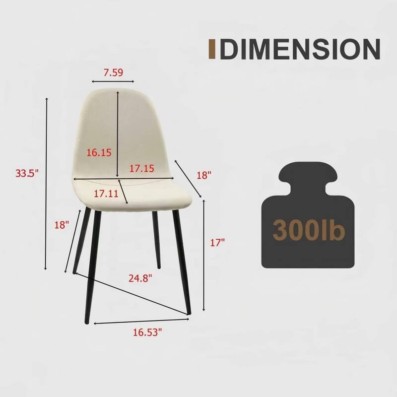 5-Piece 55" Wooden Dining Table and Linen Chairs with Metal Legs