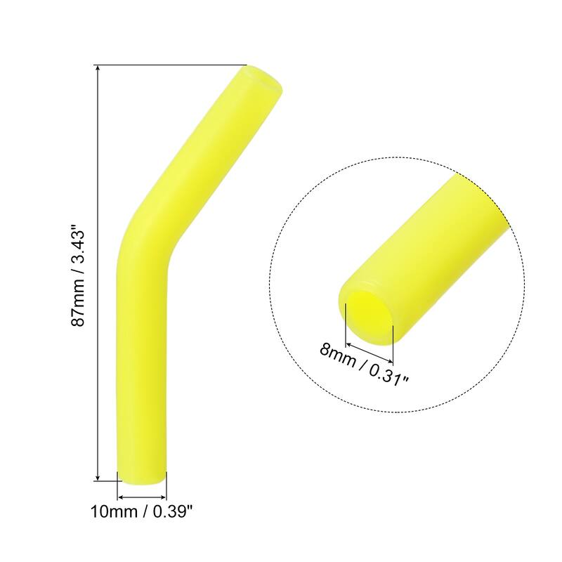 12pcs Silicone Straw Elbows Tip Fit for 6mm/0.24" OD Straws - Yellow - 8mm