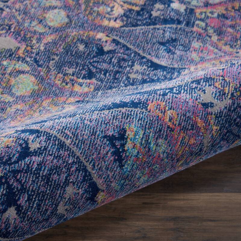 Jurif Power Loomed Distressed Geometric Non Skid Area Rug By HomeRoots - 48' X '48' X '0.5