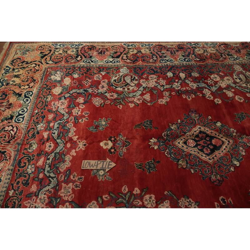 Hand Knotted Oriental 100% Wool Carpet Traditional Floral Red Mahal Area Rug - 11' 9'' X 8' 8''