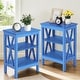 preview thumbnail 1 of 11, Javlergo 3-Tier Nightstand with X-Shape Metal Frame Industrial Side Table with Storage Shelves for Bedroom Living Room(Set of 2) Dark Blue
