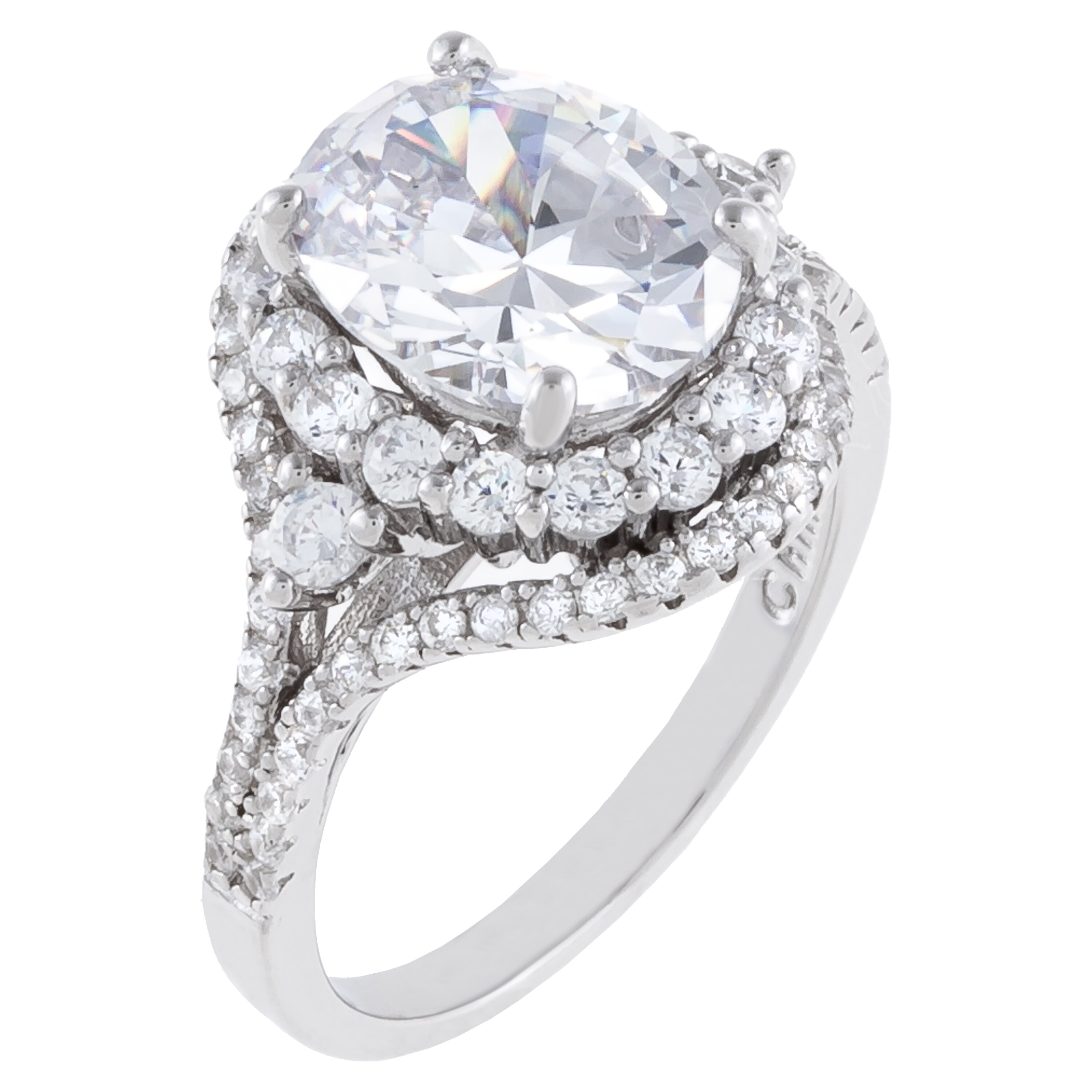 Split Shank Halo Wedding Ring Baguette Round CZ 925 Sterling Silver Choose Color Split Shank Halo Wedding Ring Baguette Round CZ 925 Sterling Silver Choose Color