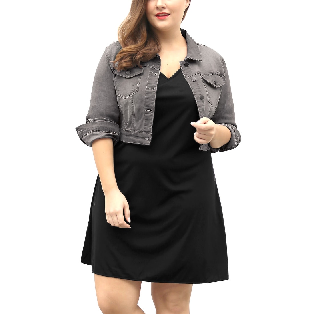 black cropped denim jacket plus size