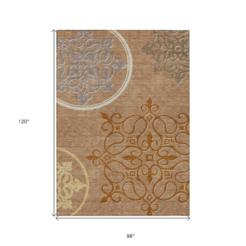 HomeRoots Floral Medallion Transitional Rectangle Outdoor Rug