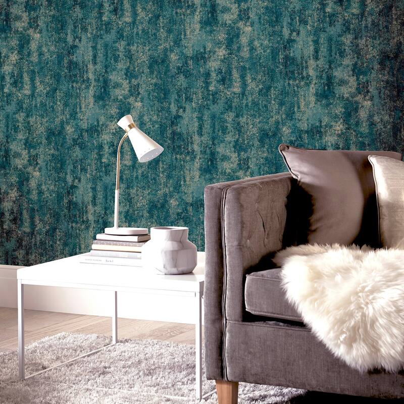 Arthouse Velour Teal Distressed Wallpaper