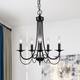 Modern Farmhouse French Country 5-light Metal Black Candle Chandelier