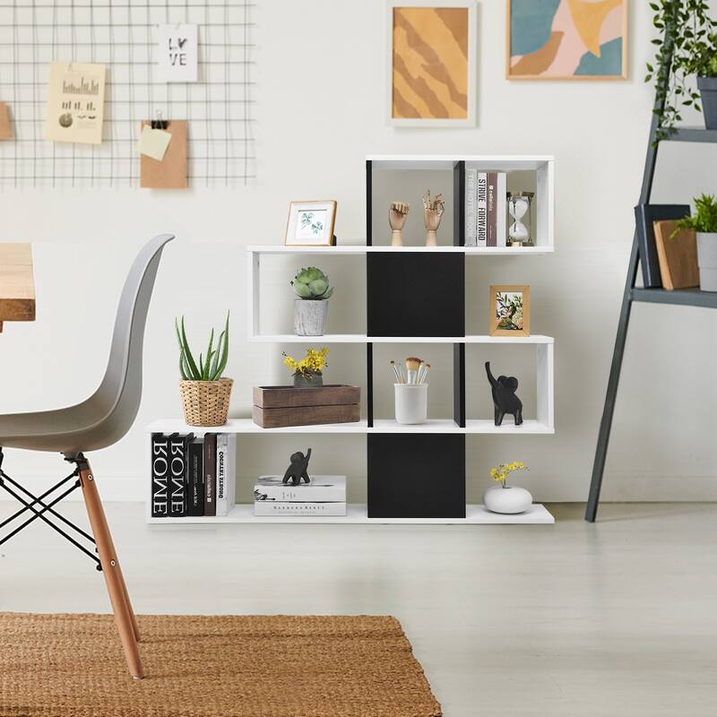 5-Tier Ladder Bookshelf with Open Shelves Modern Storage Display Rack for Home Office Living Room - 47" x 8" x 43" (L x W x H)