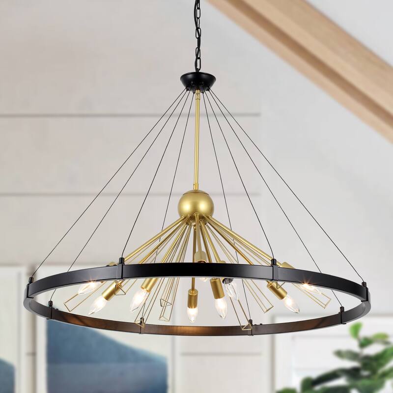 9-Light Candlestick Sputnik Foyer Chandelier Lighting Modern Linear Chandelier for Dining Room Kitchen Island - Gold