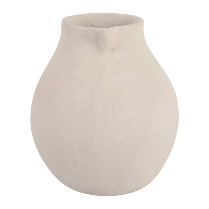 Pottery Vase with Woven Rattan Handle - Tall Flower Vase