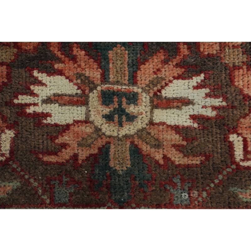 Hand Knotted Oriental 100% Wool Carpet Traditional Floral Red Heriz Area Rug - 10' 5'' X 7' 7''