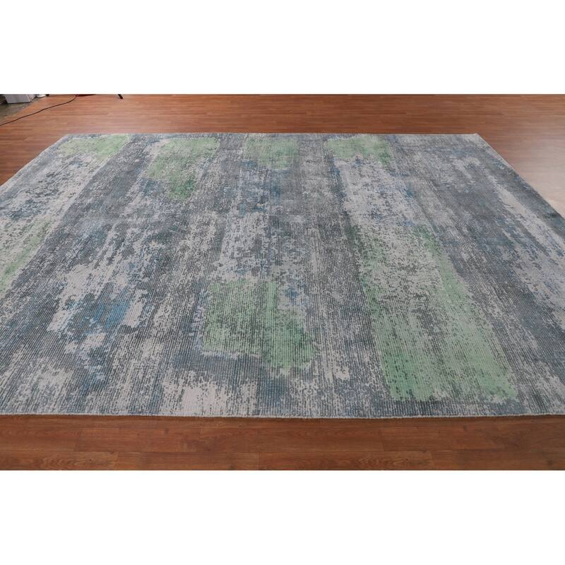 Contemporary / Abstract Area Rug Handmade Oriental Wool Carpet - 9'0" X 12'0"