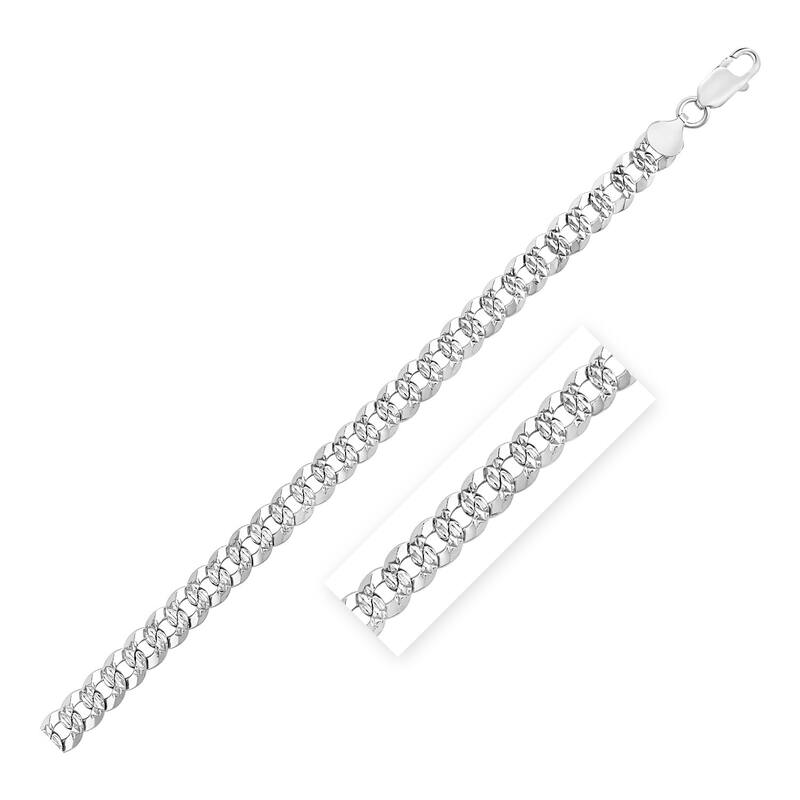Solid Sterling Silver Rhodium Plated Curb Chain 7.3mm