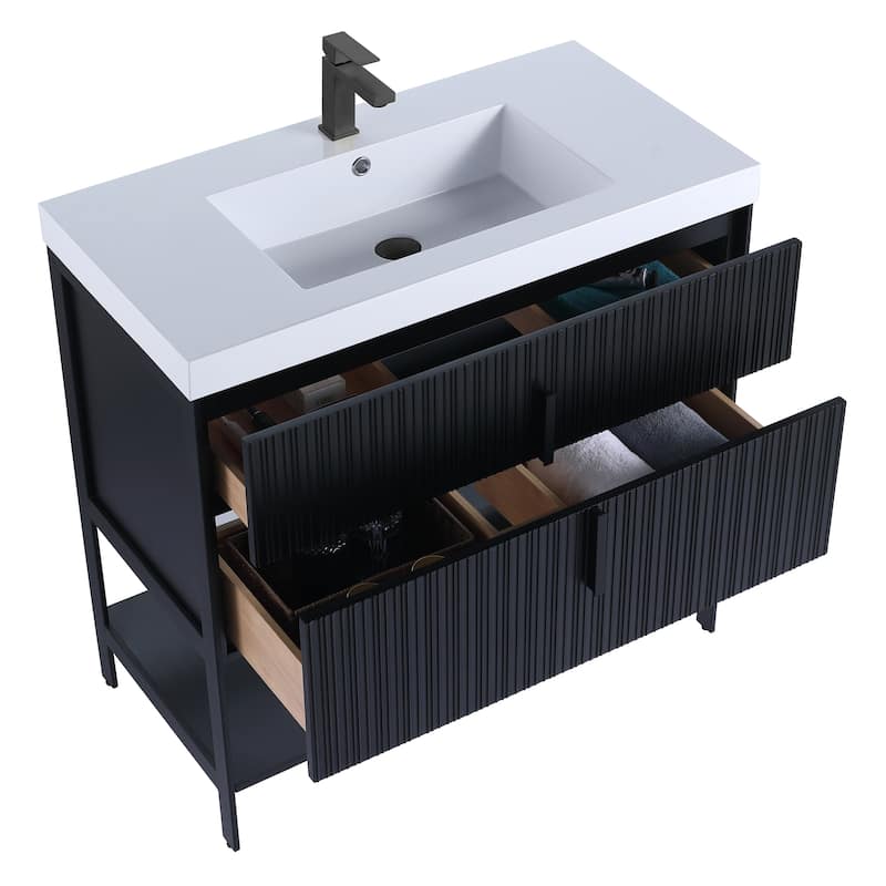 Fine Fixtures Serenity Modern Bathroom Vanity with White Gel Acrylic Top