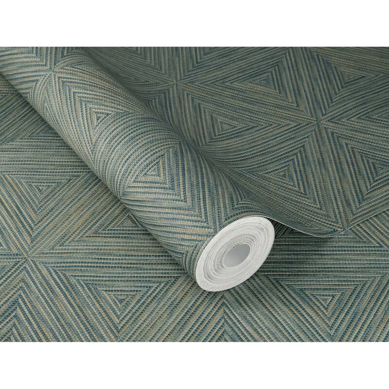 A-Street Prints Anara Teal Geo Faux Grasscloth Wallpaper