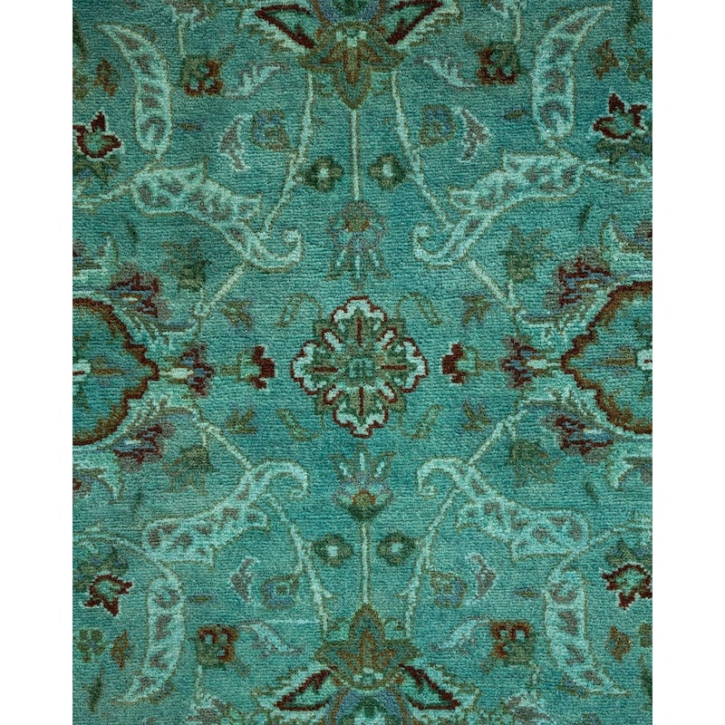 Overton Hand Knotted Wool Vintage Inspired Modern Contemporary Overdyed Blue Area Rug - 3' 2" x 5' 4"