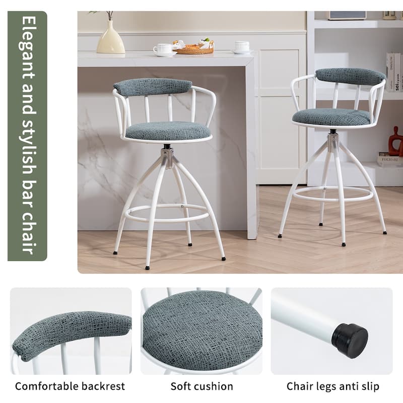 26'' Modern Industrial Design Swivel Counter Stool（Set of 2） - N/A