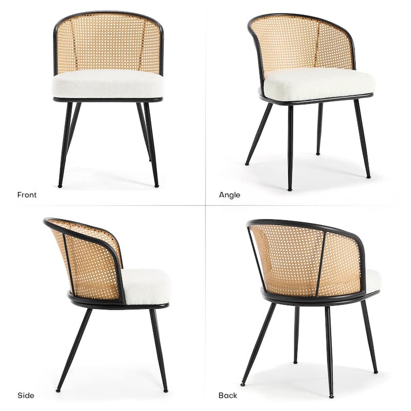 Upholstered Rattan Dining Chairs with Metal Legs Set of 2/4 - 29.92"H x 20.5"W x 23.03"D