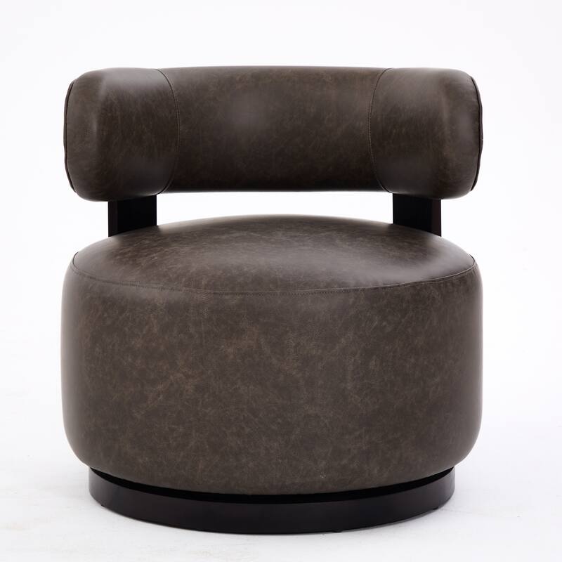 Christopher Knight Home -Modern PU Upholstered Swivel Club Chair with Wooden Base