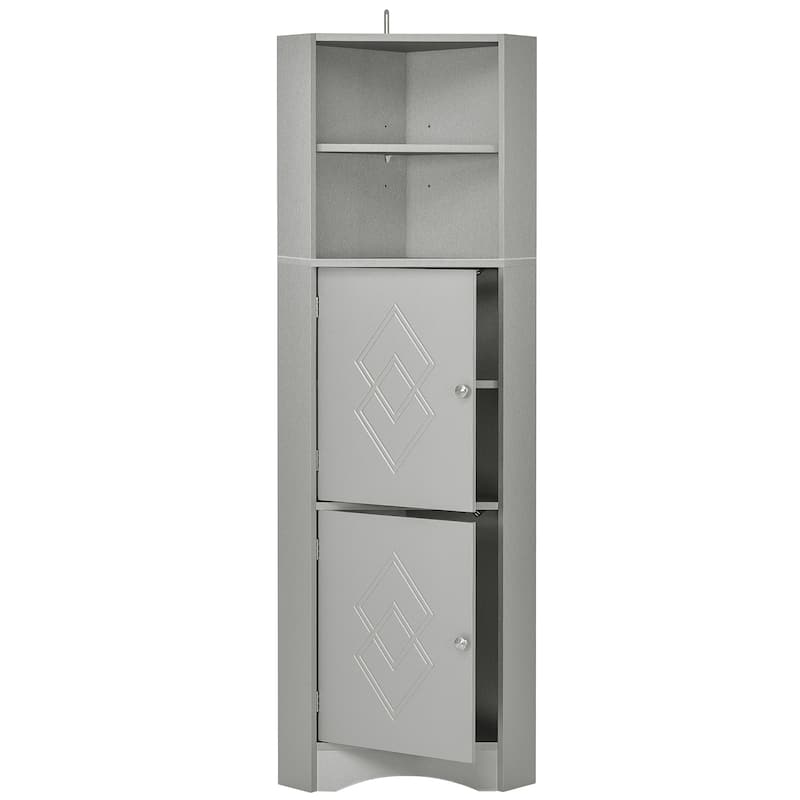 DFStudio - Tall Bathroom Corner Storage Cabinet with Adjustable Shelves, MDF