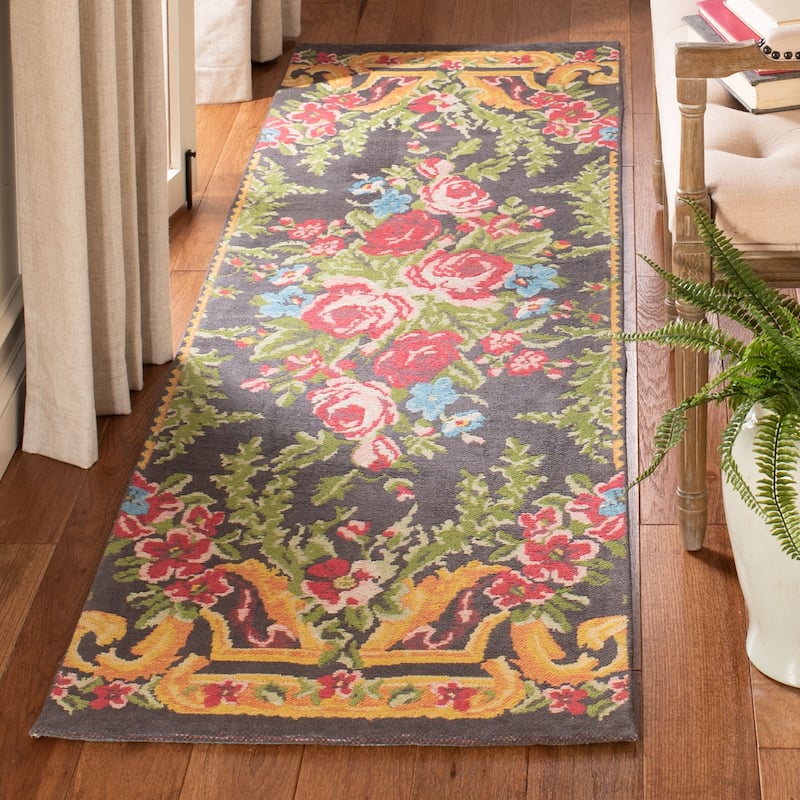 SAFAVIEH Classic Vintage Boho Renstine Oriental Cotton Rug - 2'3" x 8' Runner - Grey/Rose