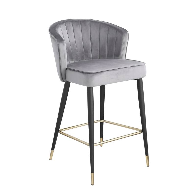 Modern Set of 2 Bar Stools with Velvet Cushioned Seat Backrest and Metal Legs for Bar Counter Dining Room Living Room and Café